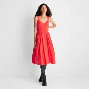 Future Collective Red Fit and Flare Midi Dress